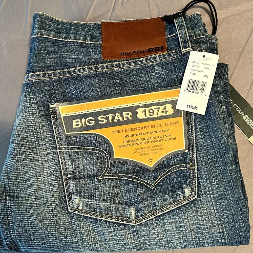 Big Star 1974 denim jeans 36L 100% cotton Eastman Relaxed Straight Leg Men’s